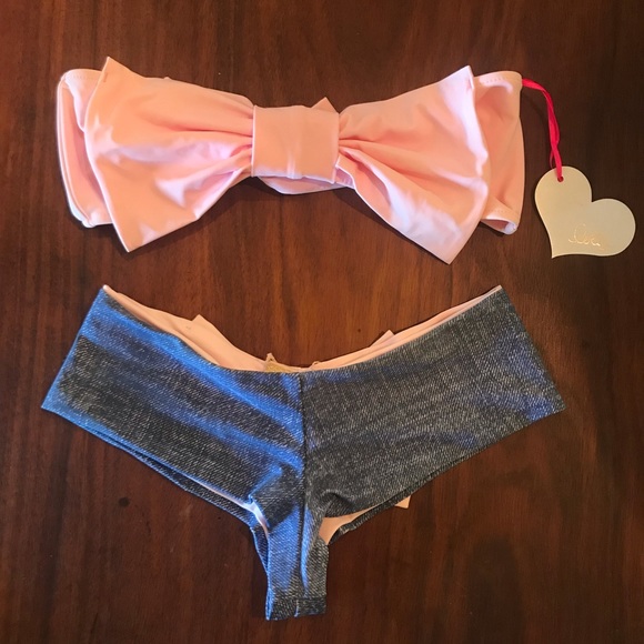 Lolli Other - Lolli Swim Denim Bow Bikini SET